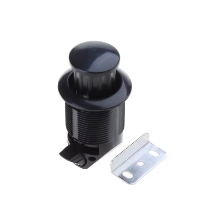 Camper van dual-protection cabinet latch and anchor (black)