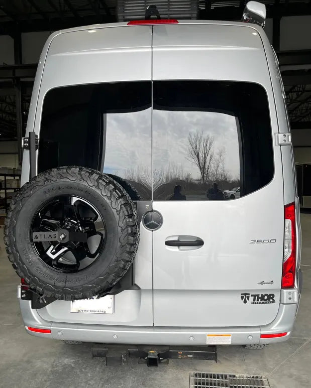 Atlas Roadcamp Rear Door Tire Carrier for adventure vans