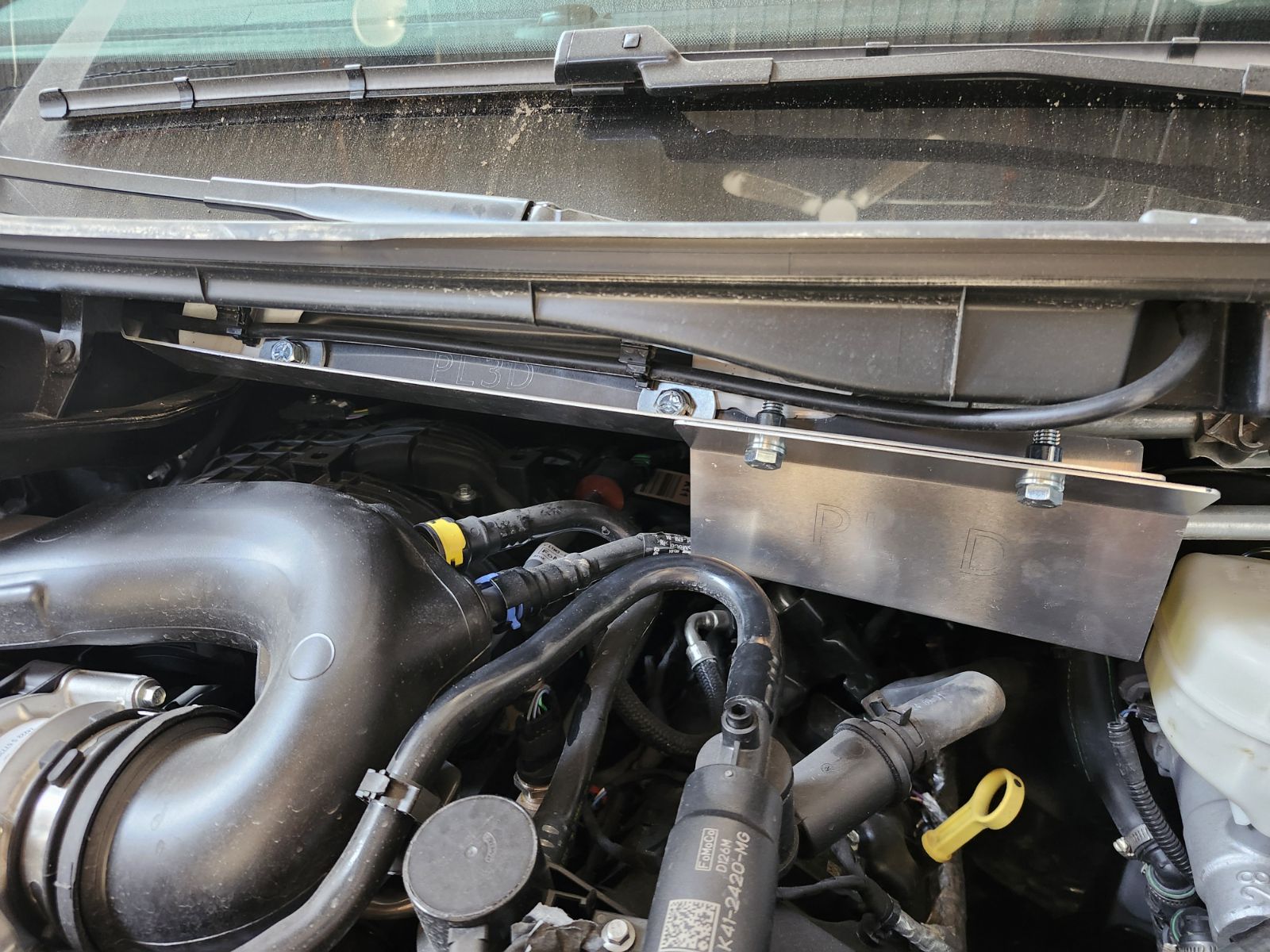 Ford Transit aluminum rain deflector gutter for engine protection